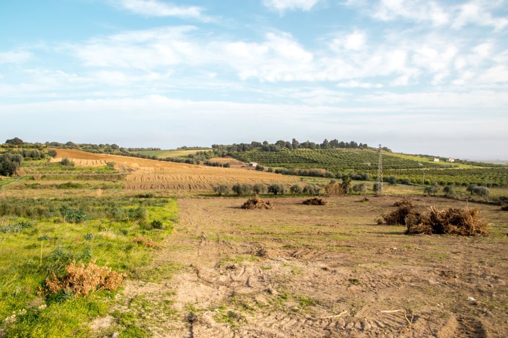 A look across some of the magnificent farmland of Sicily, Italy.
